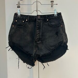Splendid 8 Washed Black rolled hem denim shorts